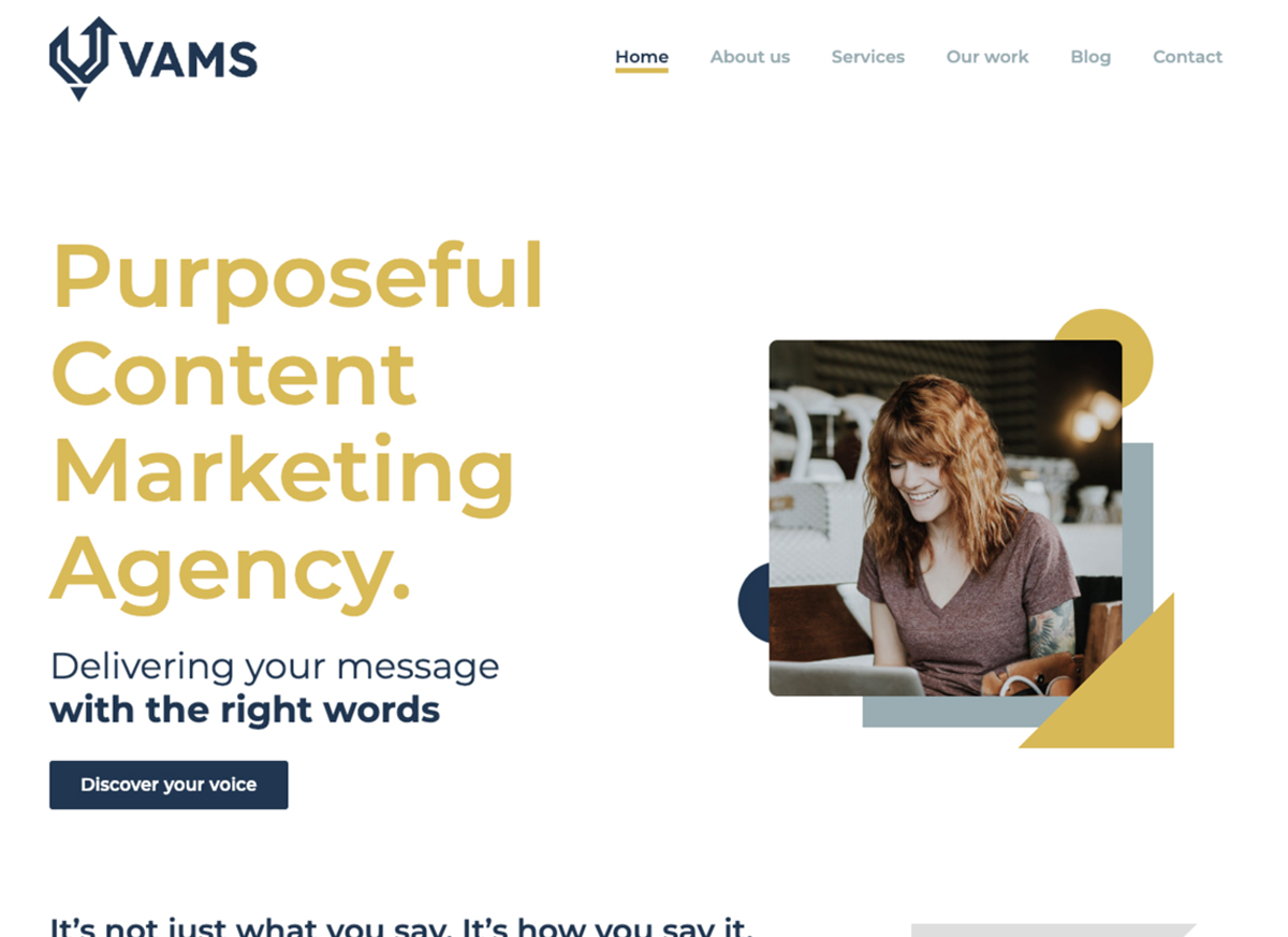 VAMs Content marketing site design and build